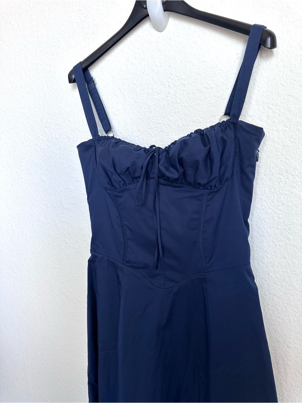 House of CB Carmen Navy Blue Corset Lace Up Back Dress large Milkmaid Sundress - Picture 8 of 16